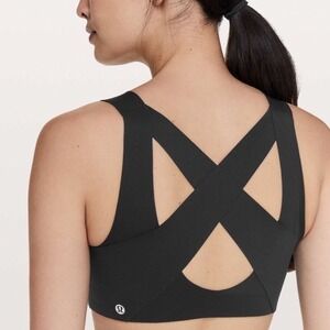 Lululemon Enlite Bra Zip Front Black High Support Running Sports Bra 36DD W2APGS